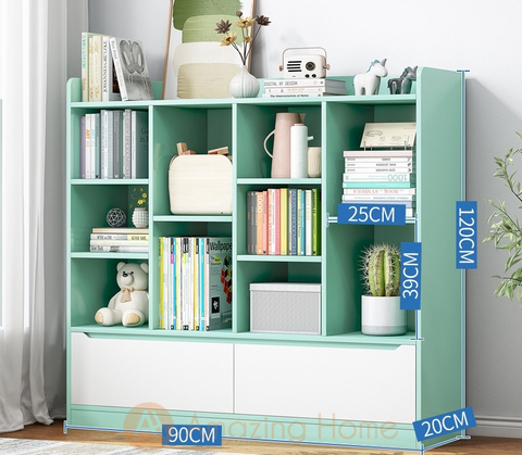 Fantasy Green Kids Bookshelf With Cabinet Small