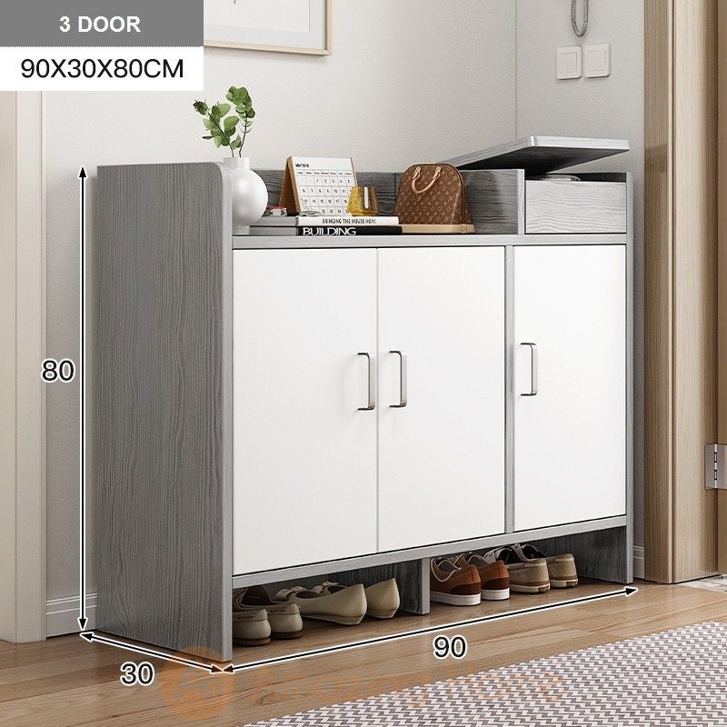 Keanu Grey Shoe Storage 3 Door Shoe Cabinet