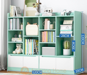 Fantasy Green Kids Bookshelf With Cabinet Medium