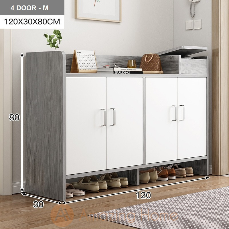 Keanu Grey Shoe Storage 4 Door Shoe Cabinet Medium