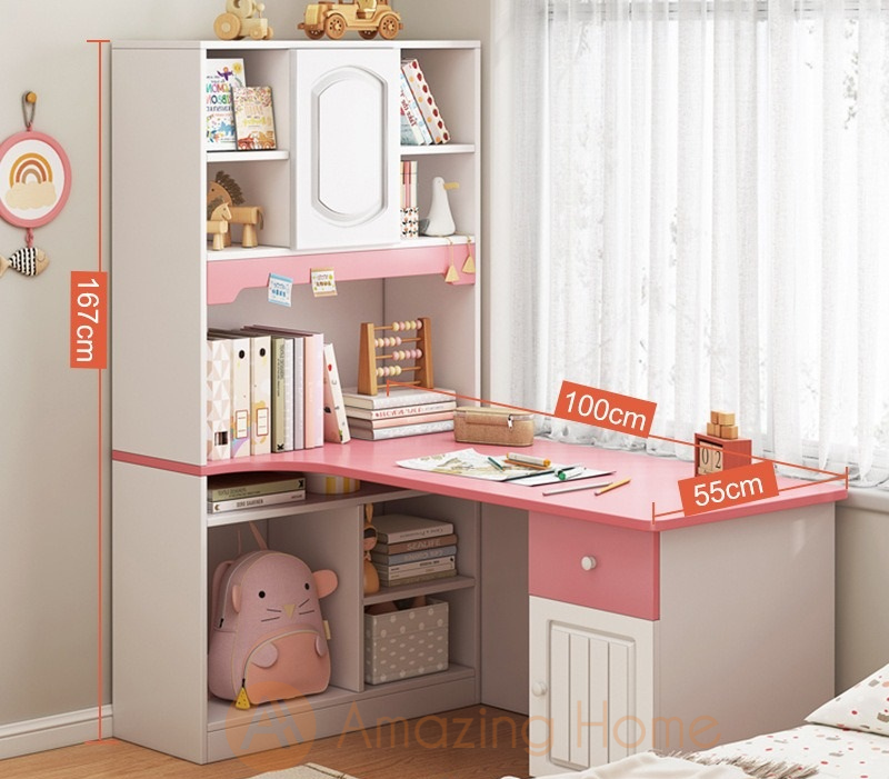 Arden L Shape Pink Children Study Table Study Desk Medium – Amazinghome.My