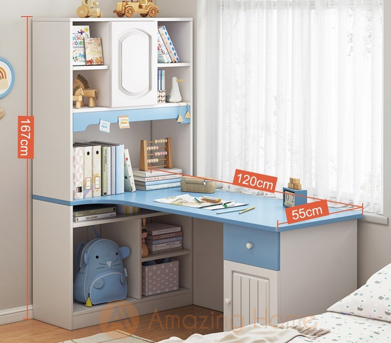 Arden L Shape Blue 120cm Children Study Table Study Desk