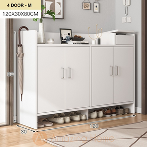 Keanu White Shoe Storage 4 Door Shoe Cabinet Medium