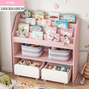 Halley Pink Kids Sling Bookshelf With Portable Storage Large