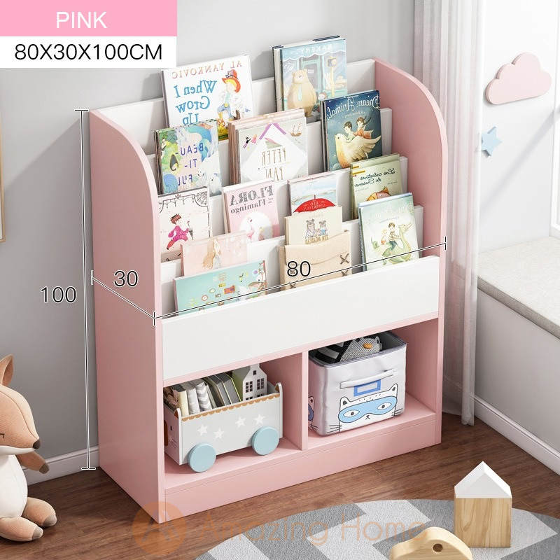 Halley Pink Kids Sling Bookshelf Storage