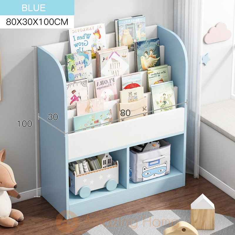 Halley Blue Kids Sling Bookshelf Storage