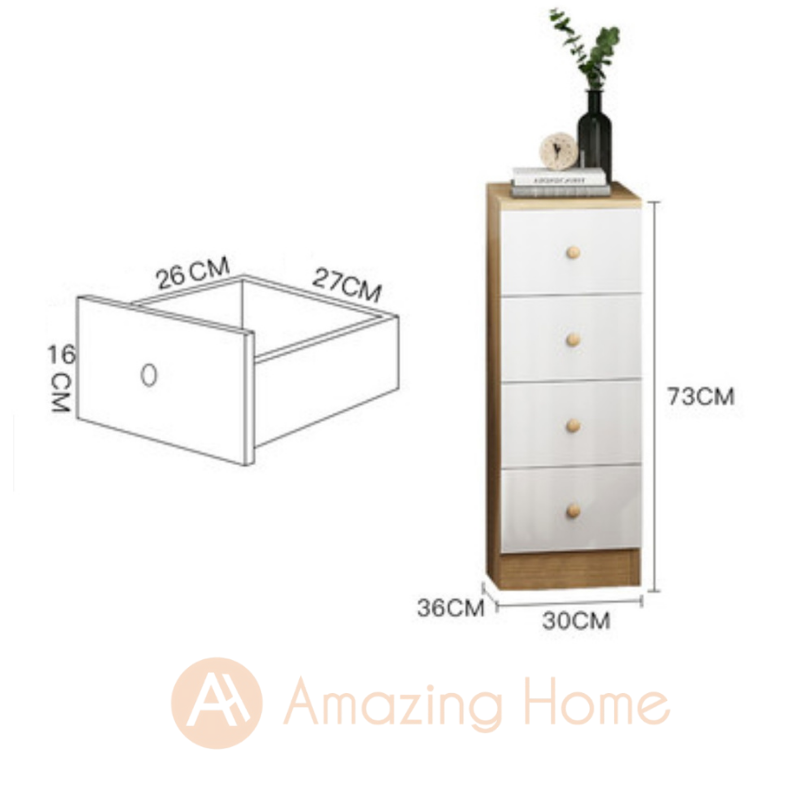 Bianca Chest of 4 Drawer Multifunctional Storage