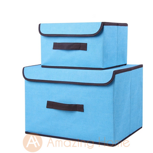 Amazing Home 2 in 1 Foldable Storage Box Organizer Blue