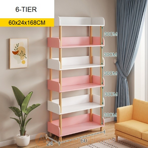 Victoria 6 Tier Pink/White Bookshelf Bookcase
