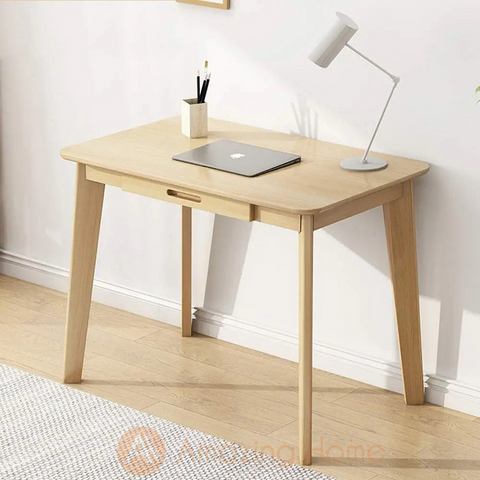 Angus Solid Wood Writing Desk With Drawer Small