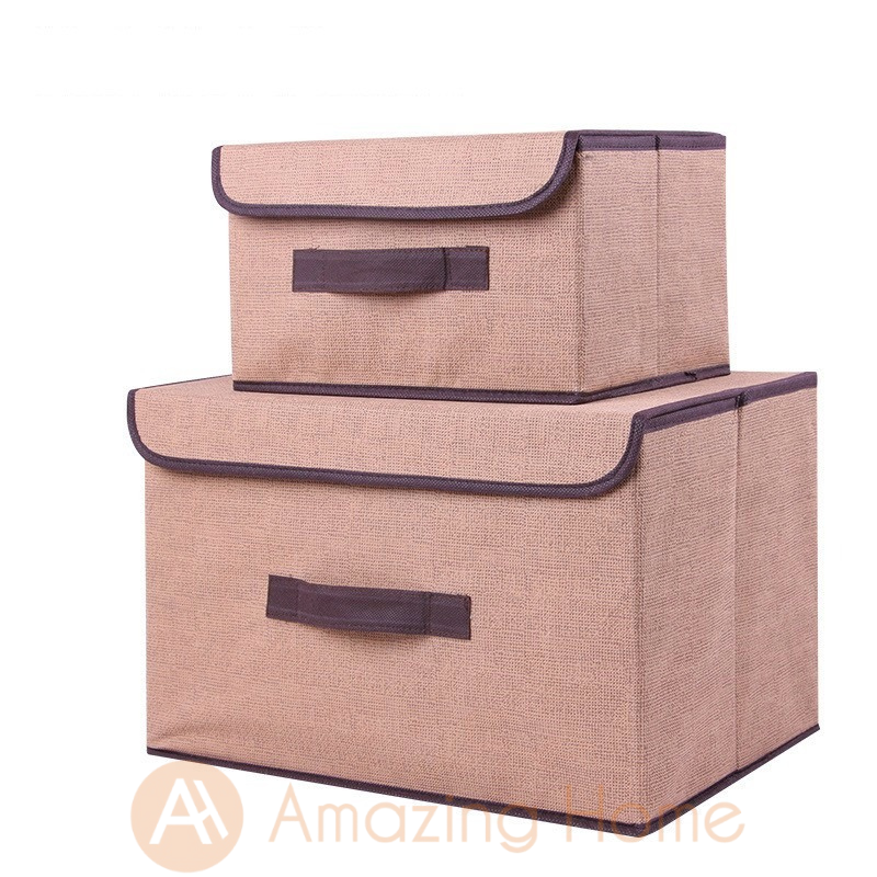 Amazing Home 2 in 1 Foldable Storage Box Organizer Brown