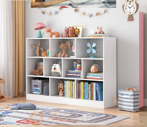 Fantasy White Kids 10 Shelf Bookcase Large AmazingHome.my
