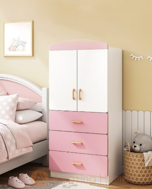 Adele Kids Wardrobe Closet 2 Door 3 Drawer