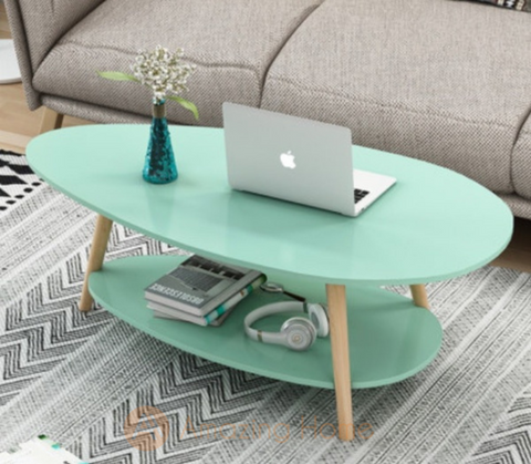 (Year End Clearance) Tiffany Green Double Layer Teardrop Shaped Coffee Table