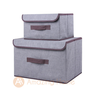 Amazing Home 2 in 1 Foldable Storage Box Organizer Grey