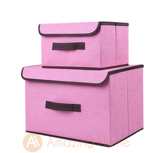 Amazing Home 2 in 1 Foldable Storage Box Organizer Pink