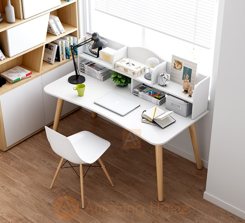 Vidal Curve Edge Study Table With Shelf Medium