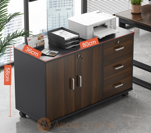 Frans 2 Door 3 Drawer File Cabinet With Locking Wheels Dark Oak