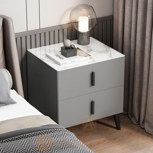 Edman Bedside Cabinet Tempered Glass 2 Drawer Bedside Table