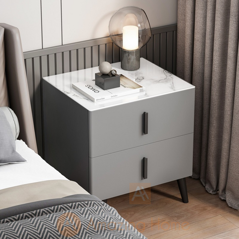 【Offer Price】Edman Bedside Cabinet Tempered Glass 2 Drawer Bedside Table