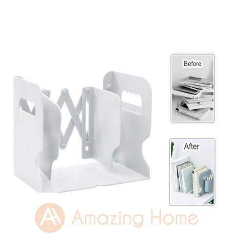 Amazing Home Telescopic Book Stand Adjustable Bookend White
