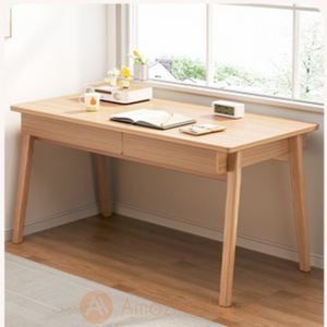 Angus Solid Wood Study Table Writing Desk With 2 Drawer Large