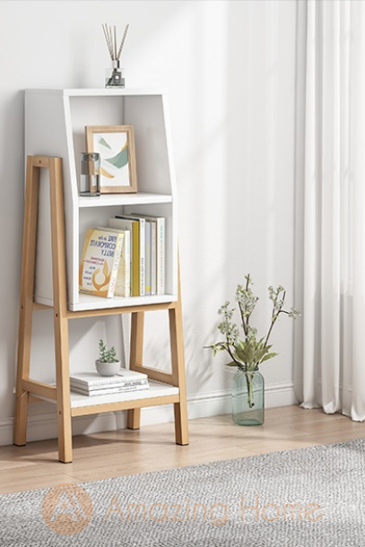 Hatton Ladder 2 Layer White Bookcase Shelf Storage