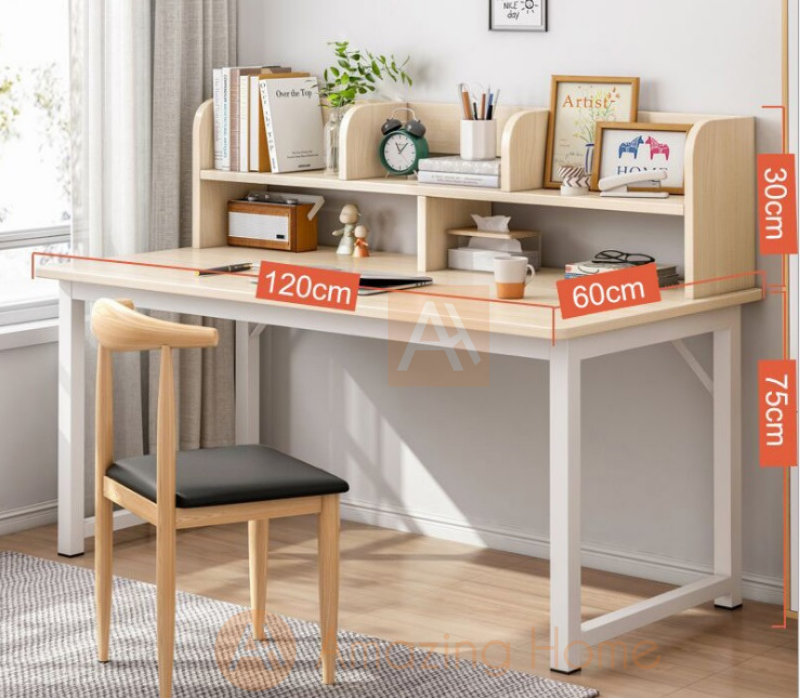 Aymer Study Table With Shelf Office Desk Large