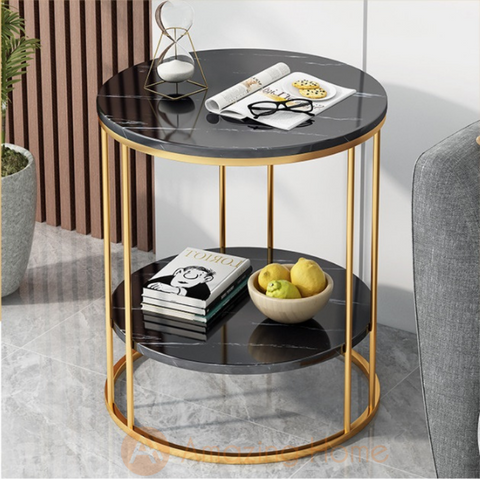 Walker Black 2 Tier Round Coffee Table