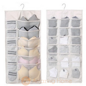 Amazing Home Double Side Wall Hanging Storage Bag Organizer Beige