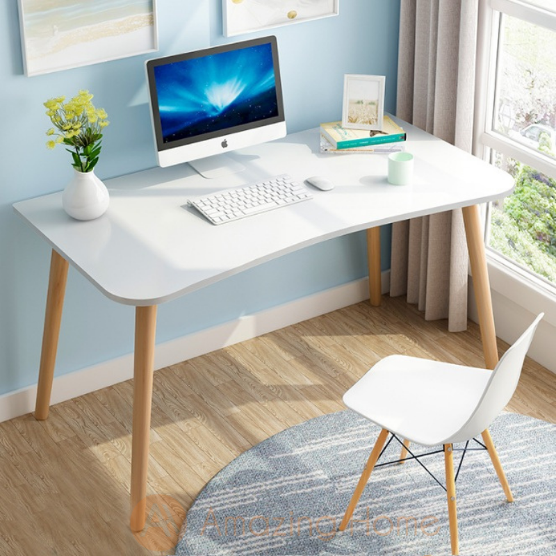 (Offer Price) Andorra 120cm White Curve Edge Study Table