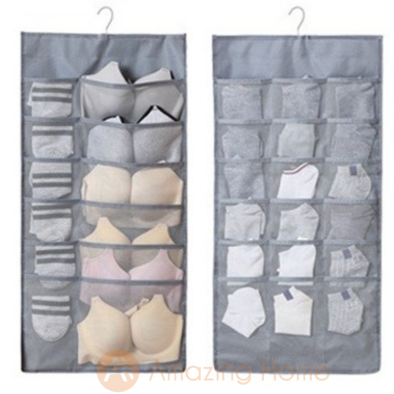 Amazing Home Double Side Wall Hanging Storage Bag Organizer Grey