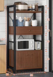 Tower 3 Tier 2 Door Kitchen Cabinet With Drawer Storage