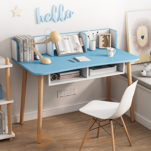 Taffy Kids Blue Study Table Medium Curve Edge Study Desk With Book Stand