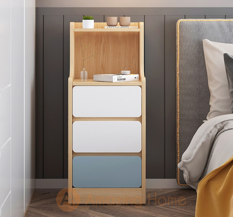Bellezza Narrow Bedside Table Bedside Cabinet With 3 Drawer