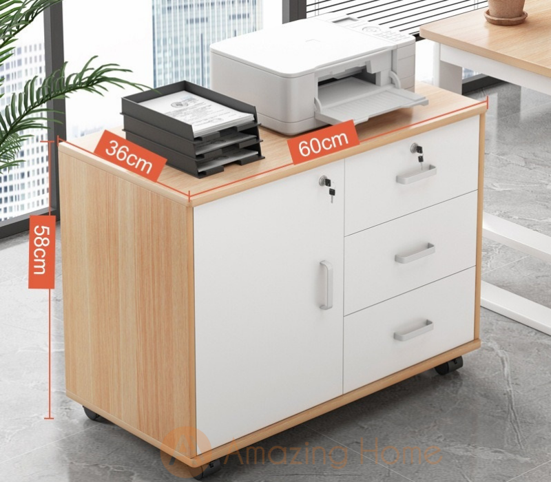Frans File Drawer Cabinet With Locking Wheels Light Walnut