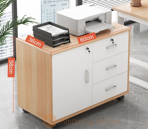Frans File Drawer Cabinet With Locking Wheels Light Walnut
