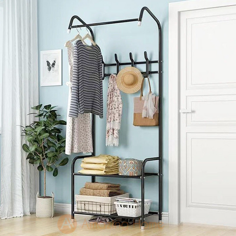 Amazing Home 4 Tier Clothes Rack Standing Shelf Organizer Black