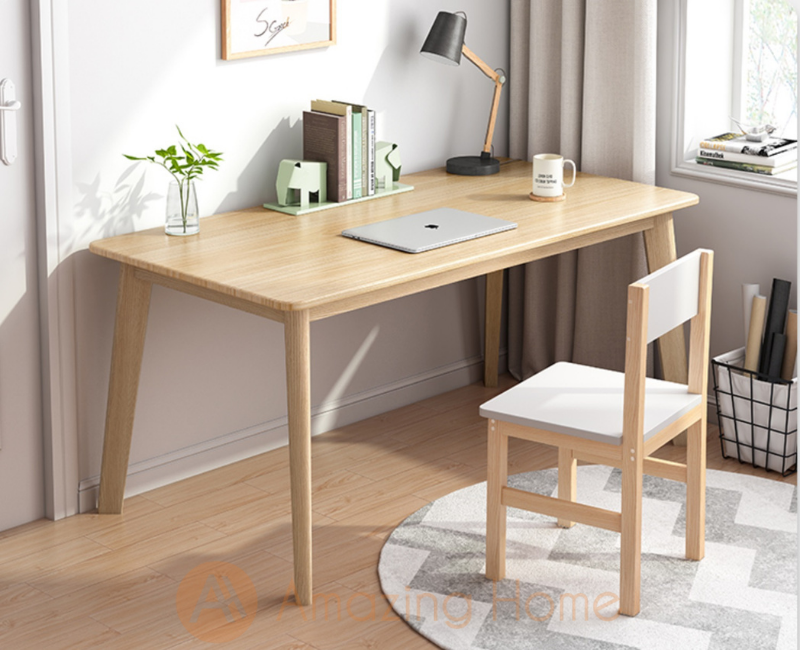 Aaren Medium Wood Study Table Office Desk Light Walnut