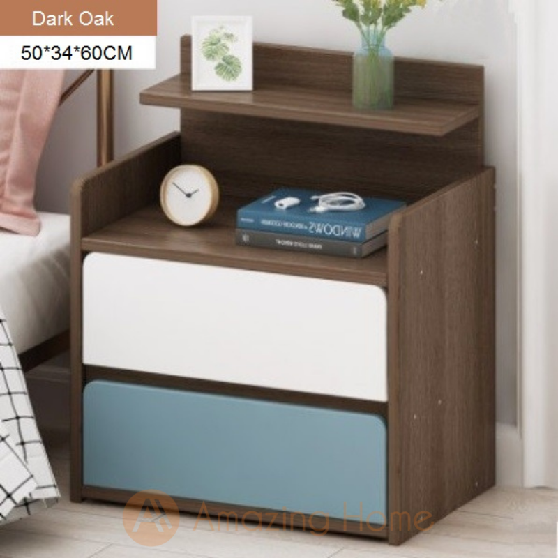 Bellezza Bedside Table Bedside Cabinet With 2 Drawer & Shelf