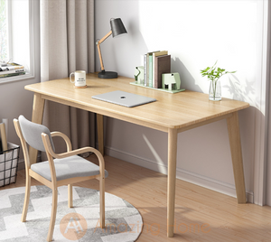 Aaren Large Wood Study Table Office Desk Light Walnut