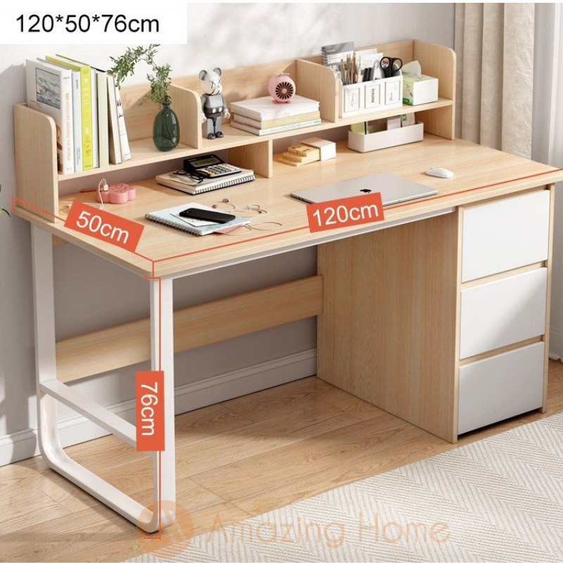 Aymer Study Desk With 3 Drawer Bookcase Working Table Large