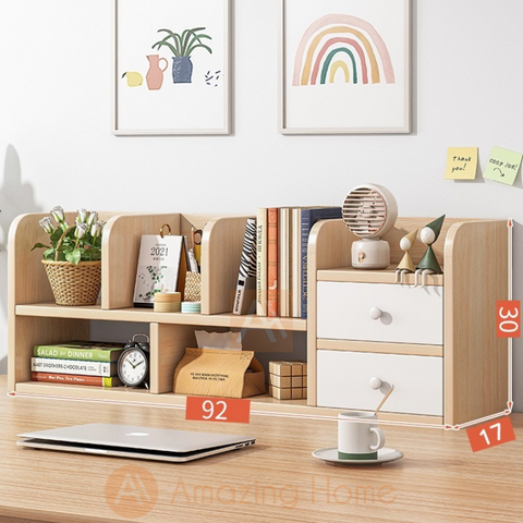 Mika Tabletop Bookshelf With 2 Storage Compartment Desktop Organizer