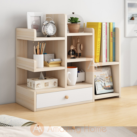 Mika Tabletop Bookshelf With Storage Compartment Desktop Organizer