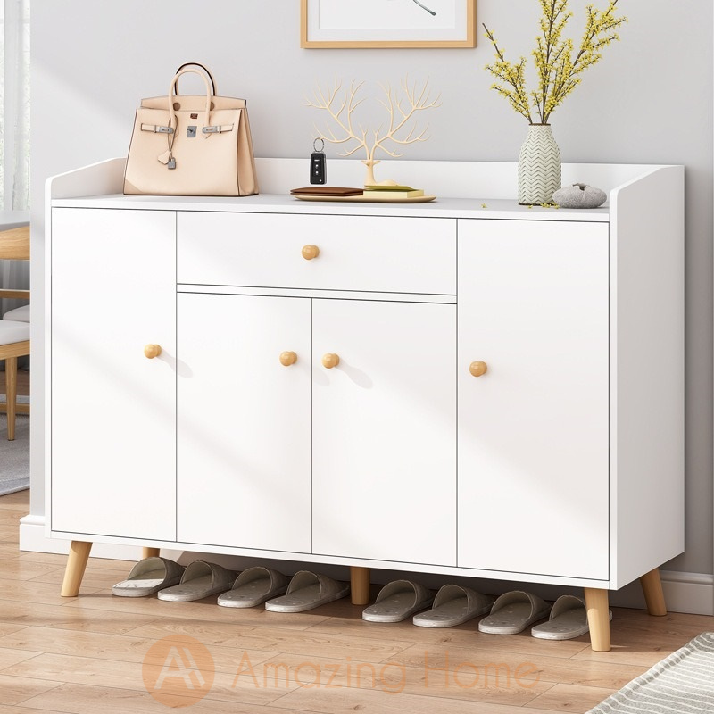 Lukas 4 Door 1 Drawer Shoe Cabinet With Legs