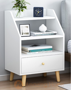 Arkin White 1 Drawer & Shelf Bedside Table Bedside Cabinet With Legs