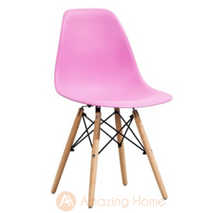 Albin Armless Chair Pink With Wooden Legs