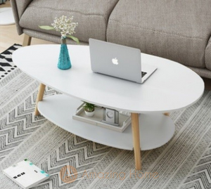 Tiffany White Double Layer Teardrop Shaped Coffee Table