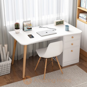 Vidal Curve Edge Study Table With Drawer Cabinet Large