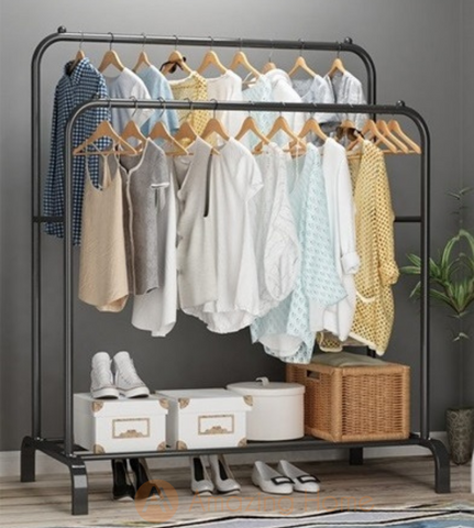 (Hot Offers) Amazing Home Double Rod Clothing Rack Hanging Organizer Black